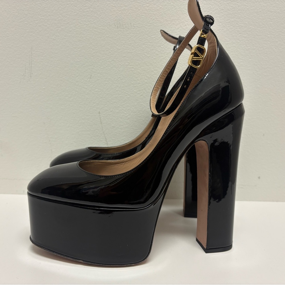 Valentino Black Patent Leather Platform Heels